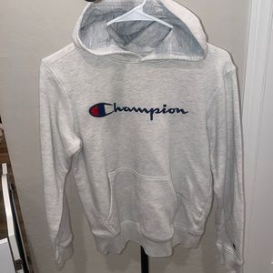 Woman’s large light grey champion pull over hoodie